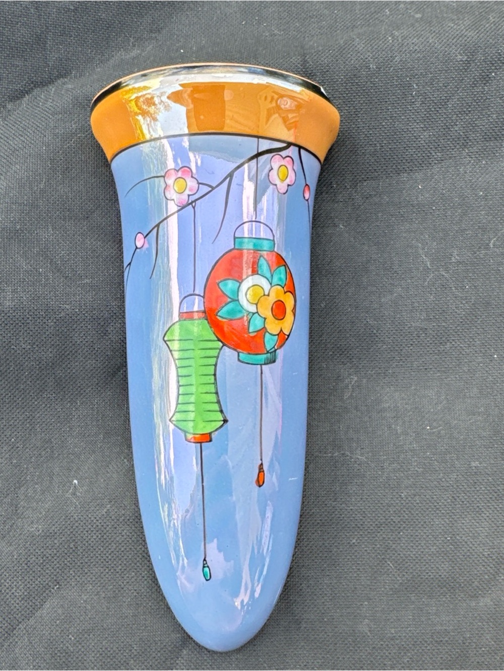 Noritake Deco Era Lusterware Wall Pocket w Lanterns